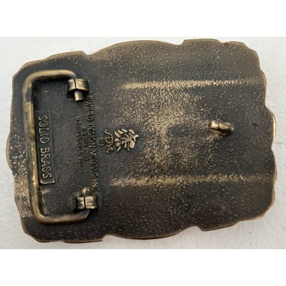 Vintage ADM Award Design Metals Inc Solid Brass Buckle Great Seal State of Ok - Picture 2 of 5